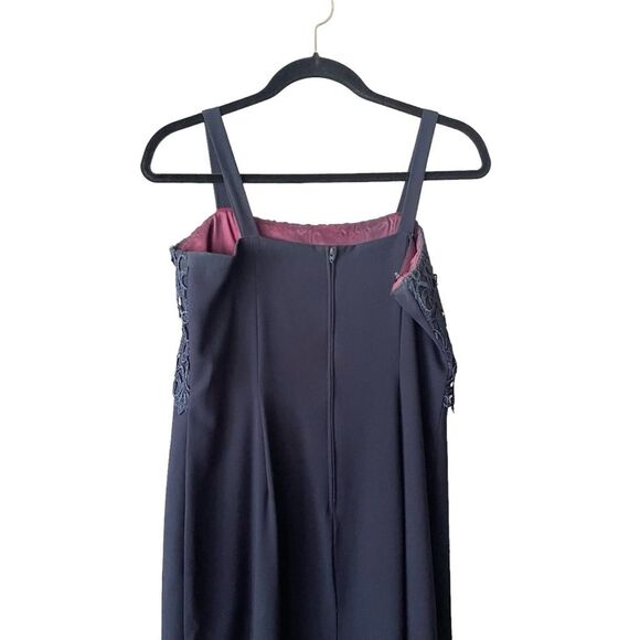 AfterDark Navy Blue Pebble Georgette 2pc Lined Beaded Formal Jacket Dress Sz 10 - Picture 4 of 14